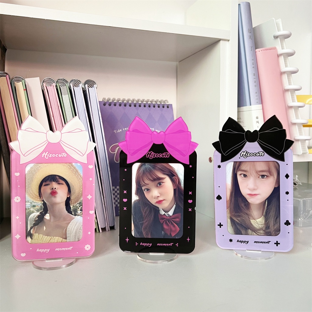 3inch Lucu Blackpink Busur Besar Akrilik Card Holder Untuk KPOP Idol Photocard Pelindung Pemegang Desktop Display Frame Blackpink