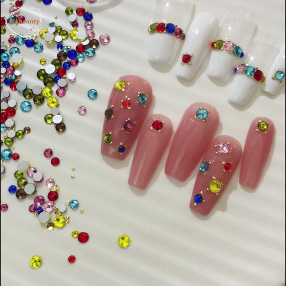 Mxbeauty Dekorasi Nail Art Hati Bulat Ornamen Manicure Aksesoris Flatback Kristal Permata Rhinestones