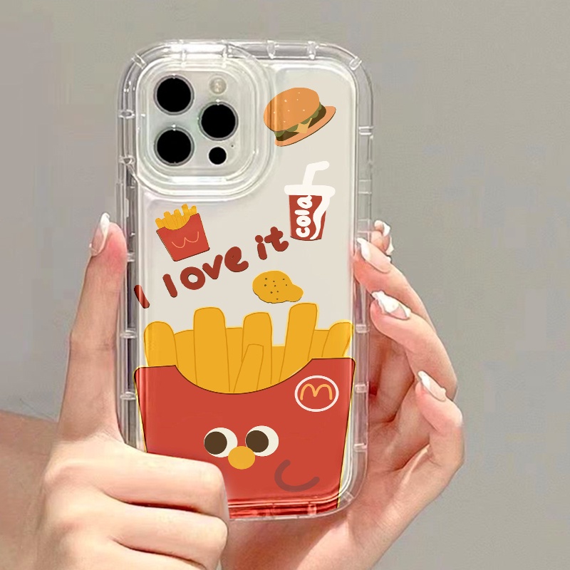 IPHONE Casing Ponsel Hamburger Fries Kompatibel Untuk Iphone7Plus8Plus6Plus11 14 13 12 Pro MAX XR X XS MAX SE Airbag Shockproof Cover