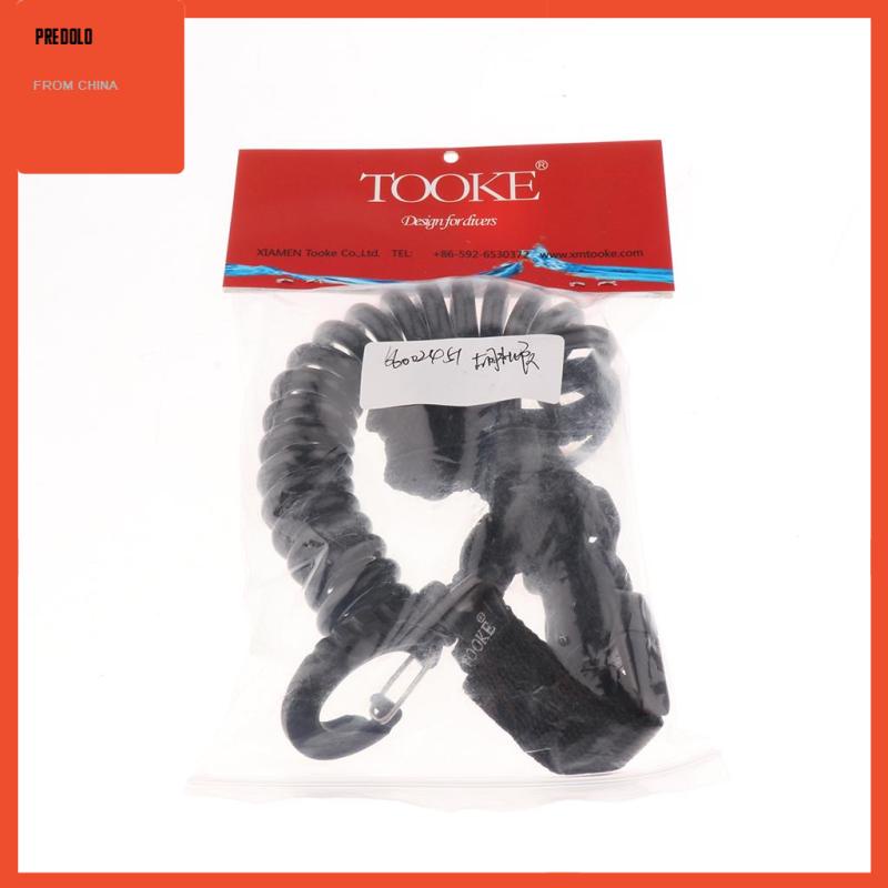 [Predolo] Scuba Diving Elastis PU Coil Spring Torch Lanyard Klip Pelepas Cepat Hitam