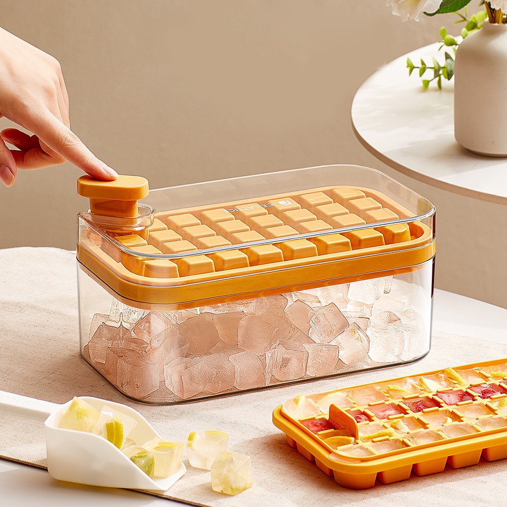 Summer Essential Mini Ice Cube Tray With Box Cetakan Es Silikon Food Grade Tekan Dan Beku Dengan Pembuat Es Batu Silikon