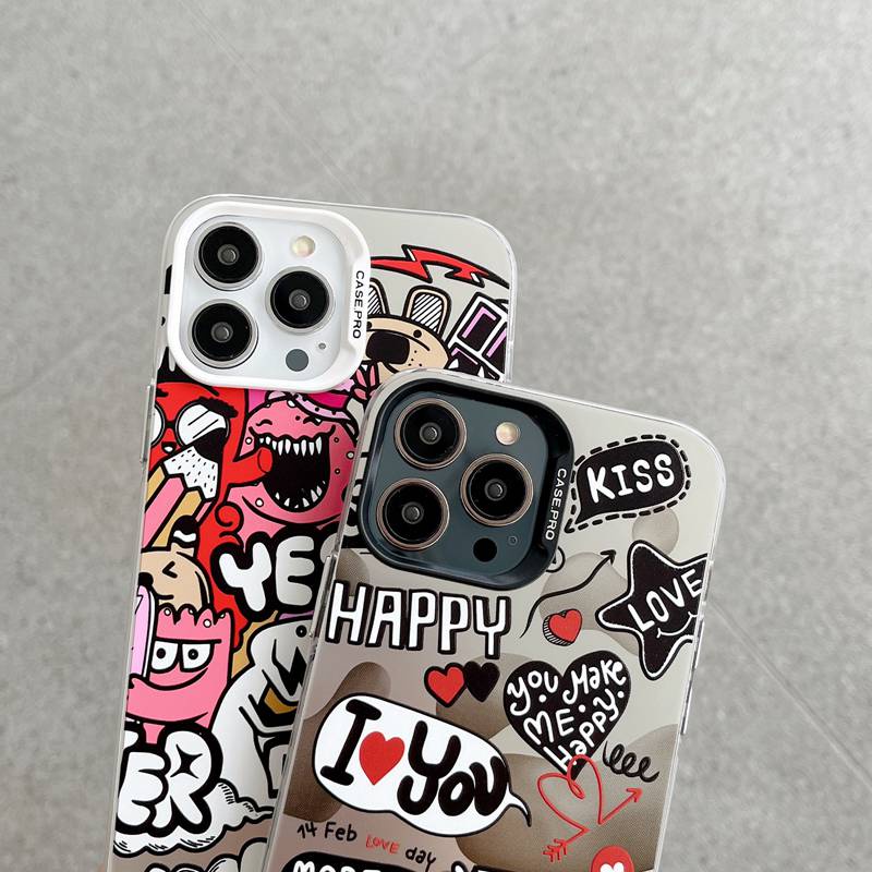 Creative Cartoon Love Word Soft Case HP iP iPhone 14 13 12 Pro Max 11 Matte FTD Casing Apple