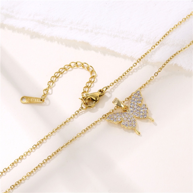 Diamond Inlaid Butterfly Necklace Festival Hadiah Exclusive 18K Gold Girl Jewelry Present XL23006