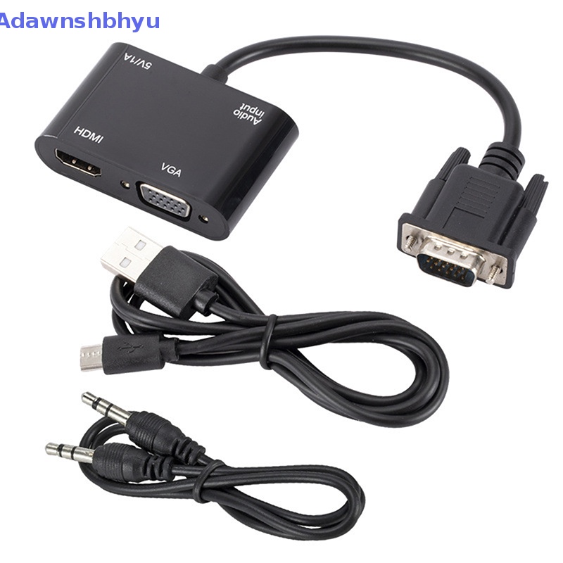 Adhyu VGA to HDMI-Compatible Adapter VGA Splitter Dengan 3.5mm Audio Converter ID