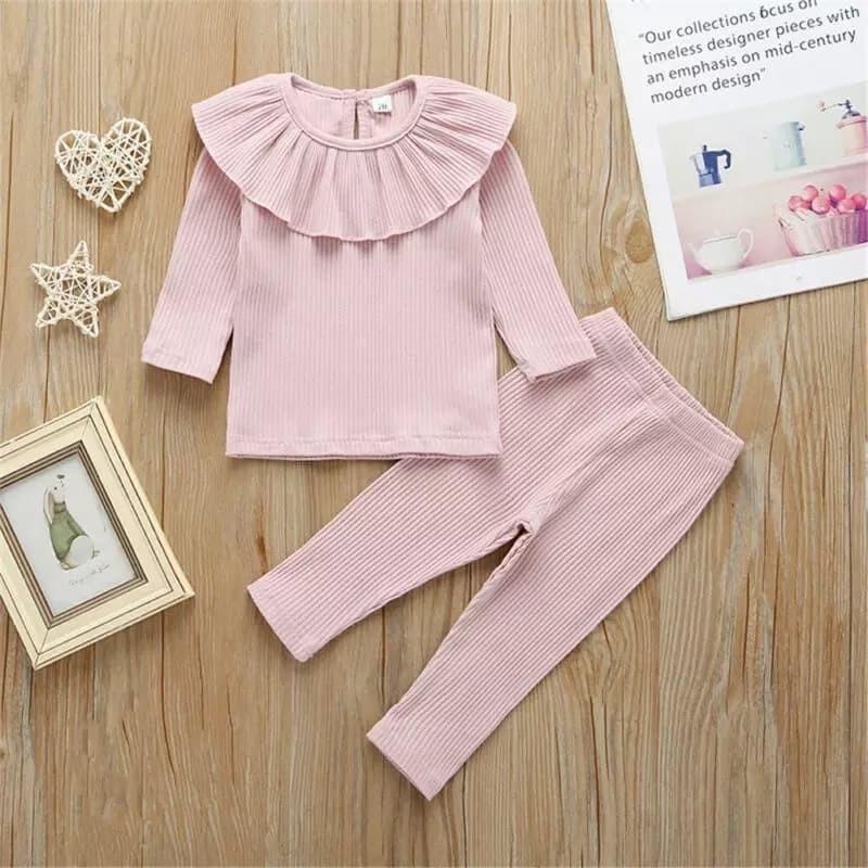 Terbaru- Setelan Anak Callan Ruffle Knit Rib / usia 1-5 tahun