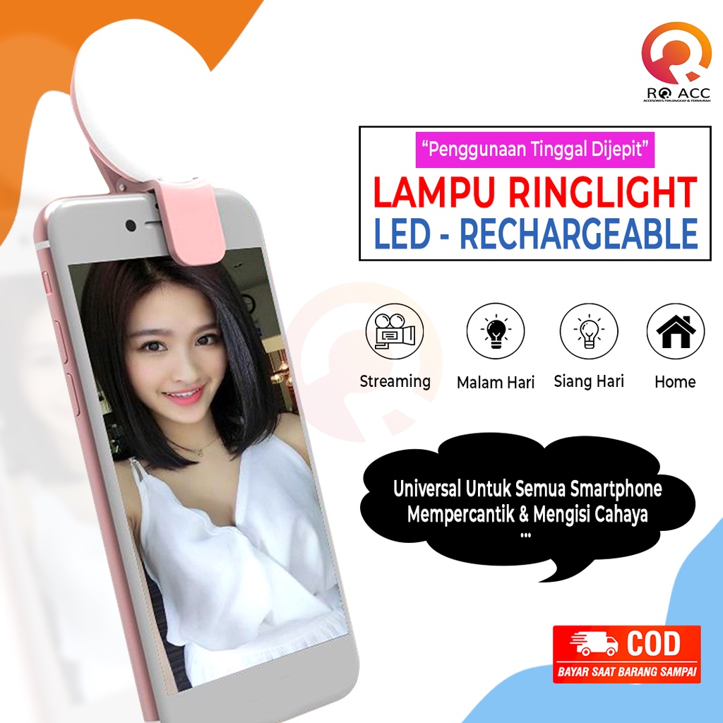 [RO ACC] NVN-SLR01 LAMPU RINGLIGHT SELFIE PORTABLE FLASH LED CLIP UNIVERSAL