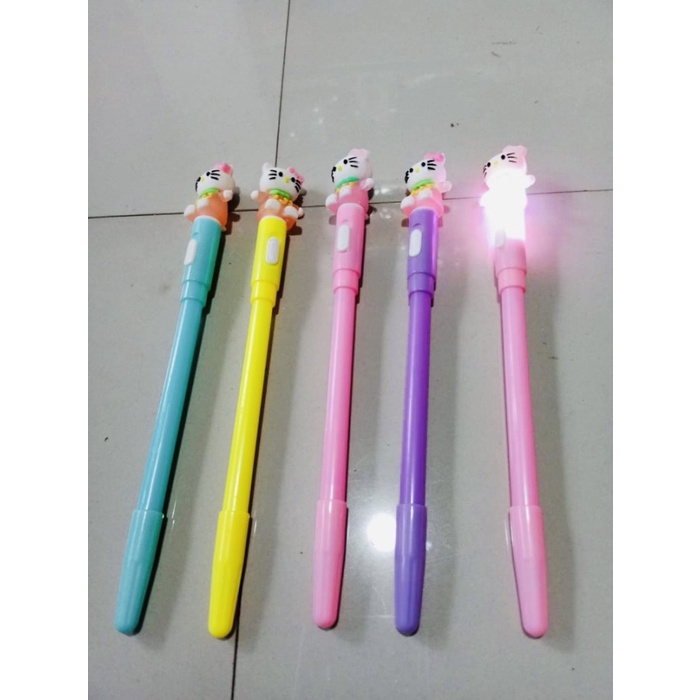 

pen gel kepala hello kitty lampu isi 12 pc -ZilongSEll