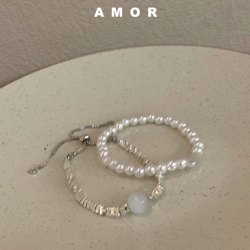 Mutiara Silver Bead Set Gelang Wanita Mewah