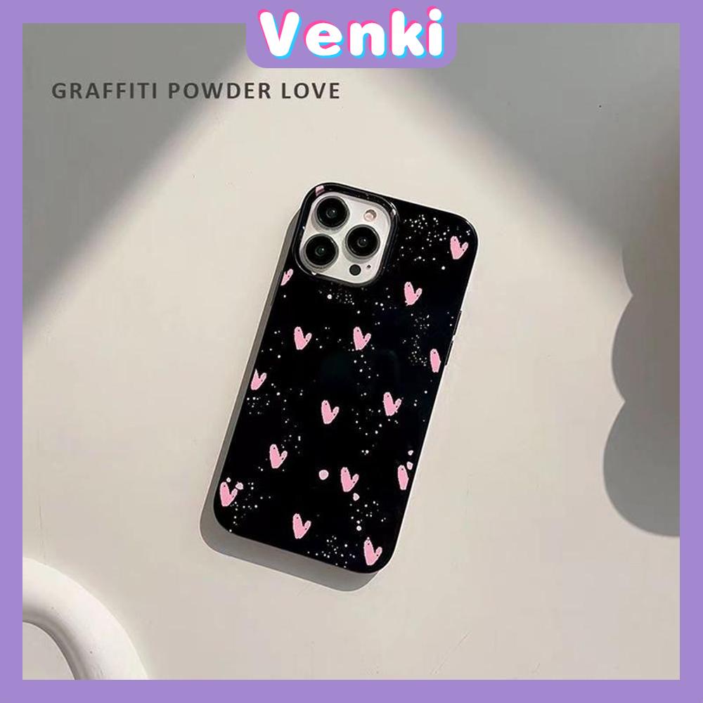 VENKI - For iPhone 11 iPhone Case Black Glossy TPU Soft Case Shockproof Protection Camera Cute Pink Heart Compatible with iPhone 14 13 Pro max 12 Pro Max xr xs max 7Plus 8Plus