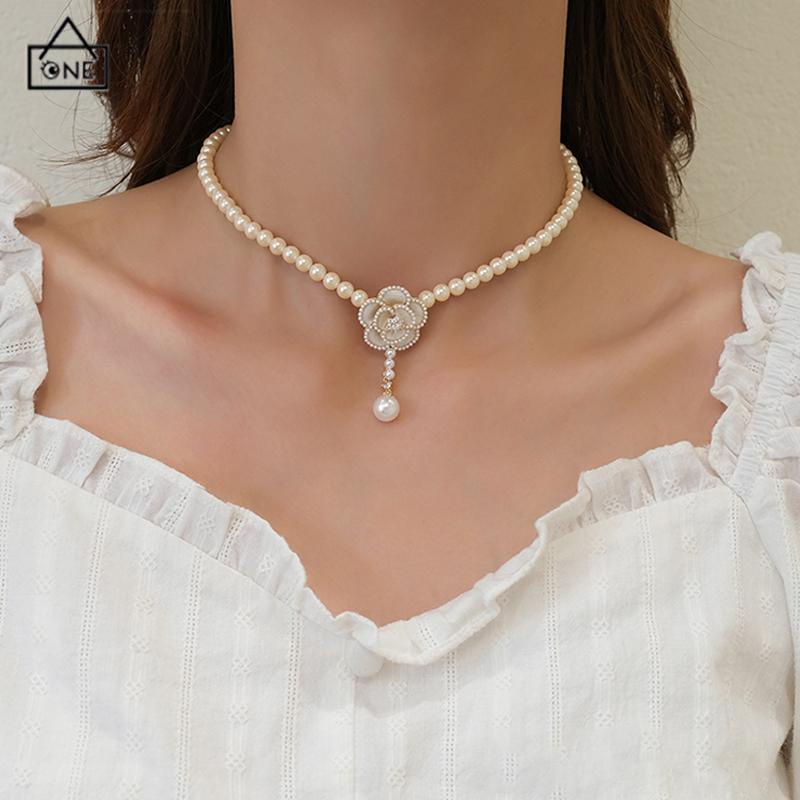 COD❤️Kalung Liontin Camellia Untuk Wanita Gaya Korea Fashion Accessories-A.one