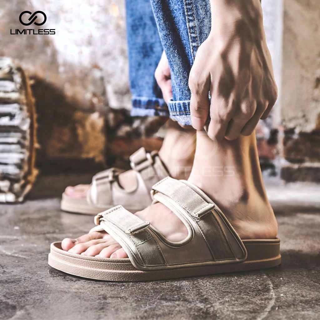 Sendal Slide Cowok Terbaru 2023 Casual Unisex Trendy Sandal Pria Slop Fashionable Dewasa Kekinian Premium