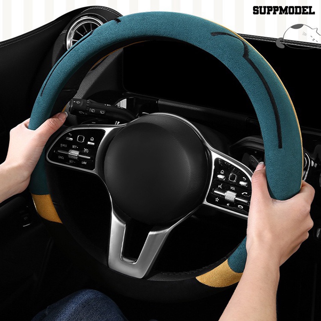 [SM Otomatis] Bantal Sarung Setir Mobil Bernapas Anti Slip Telinga Kucing Universal Bentuk Bulat/D Penutup Kemudi Aksesoris Otomatis