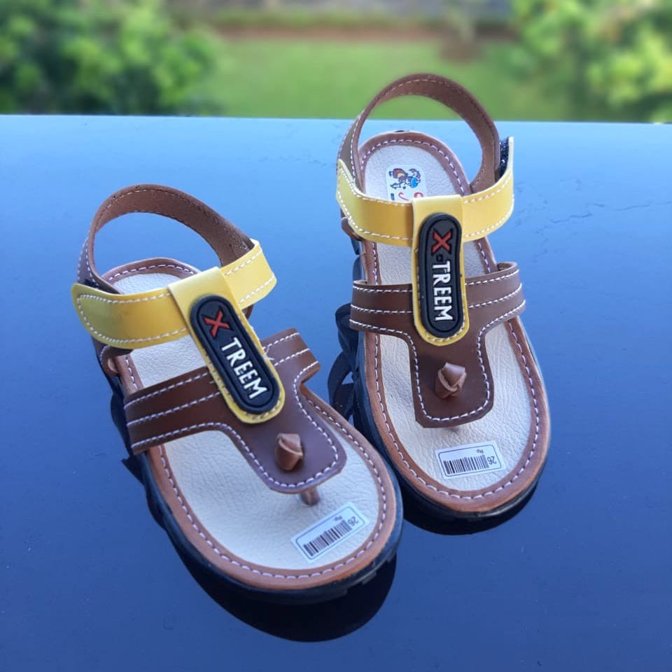 TOKOERS SDL10 Sepatu Sandal Kulit Sintetis Tali Perepet Anak Laki Laki Umur 1 2 3 4 5 6 tahun