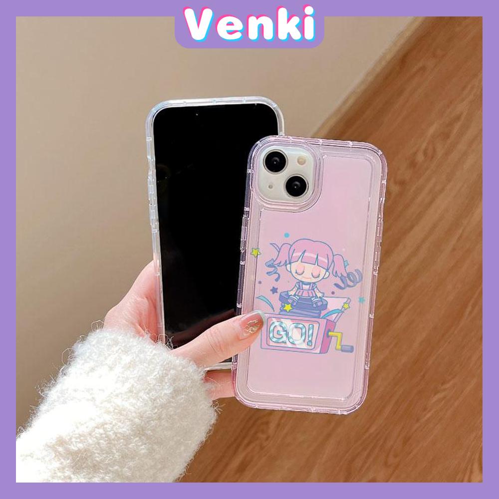 VENKI - For iPhone 11 Case Clear Phone Case TPU Soft Case Airbag Shockproof Protection Camera Cute Play Little Girl Compatible with iPhone 14 13 Pro Max iPhone 12 Pro Max XR XS 7 8
