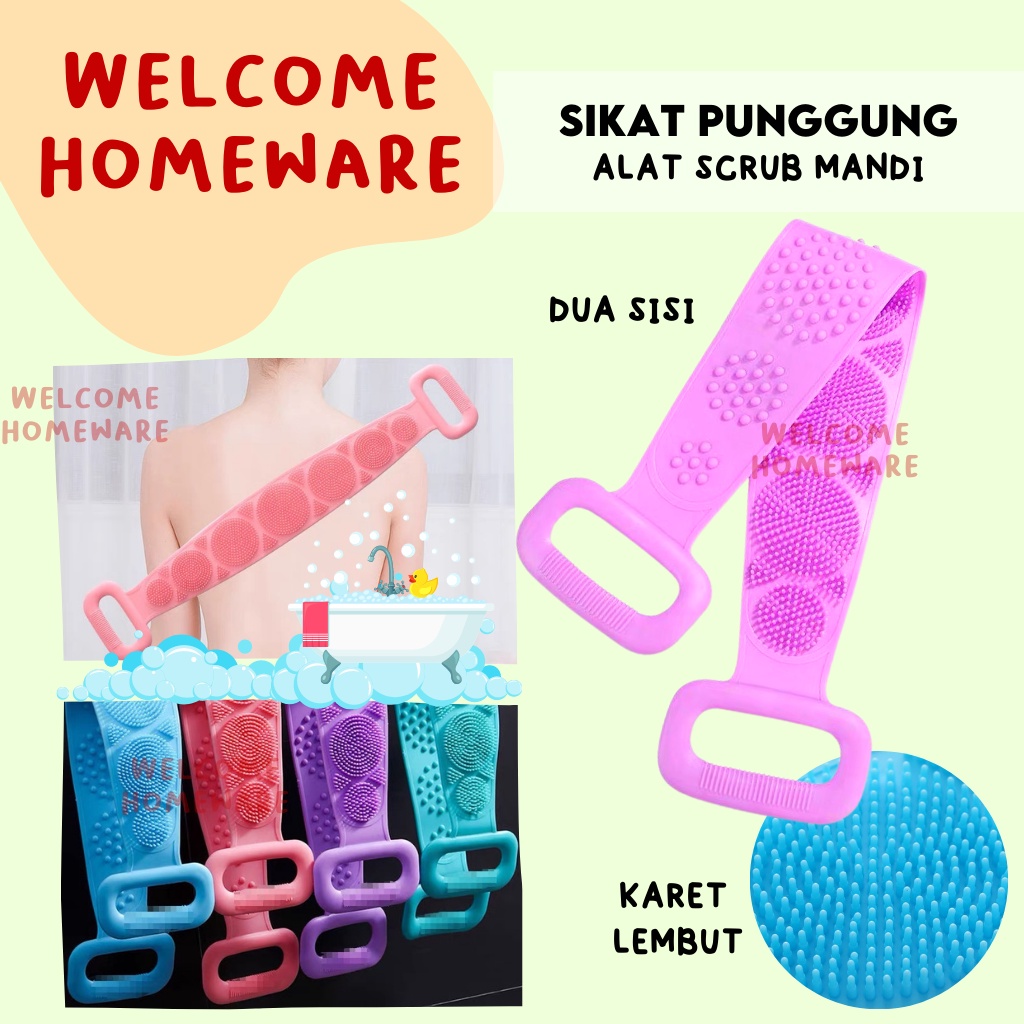 Sikat Punggung Silikon Shower Alat Mandi Scrub Badan Gosok Spons