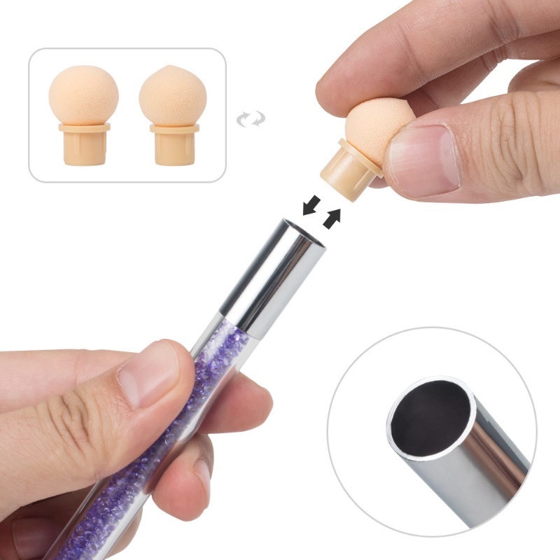 Double Head Sponge Halo Dye Gradient Pen Dengan Sponge Head/DIY Nail Paint Pen/Pena Dotting Kuku Kepala Spons Yang Dapat Diganti/Pen Set Halo Dye Pen Pen Pen Pen Peningkat Kuku 5-warna/