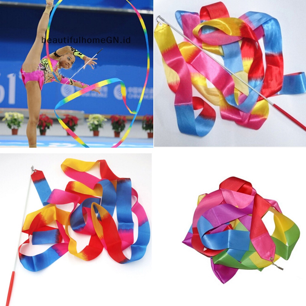 {Cantik} 4m Kids Dance Ribbon Gym Irama Art Senam Balet Streamer Batang Berputar~