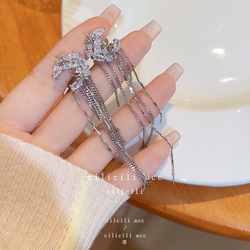 Anting Klip Geometris Bintang Bahan Alloy Berlian Imitasi Korea Untuk Anak Perempuan