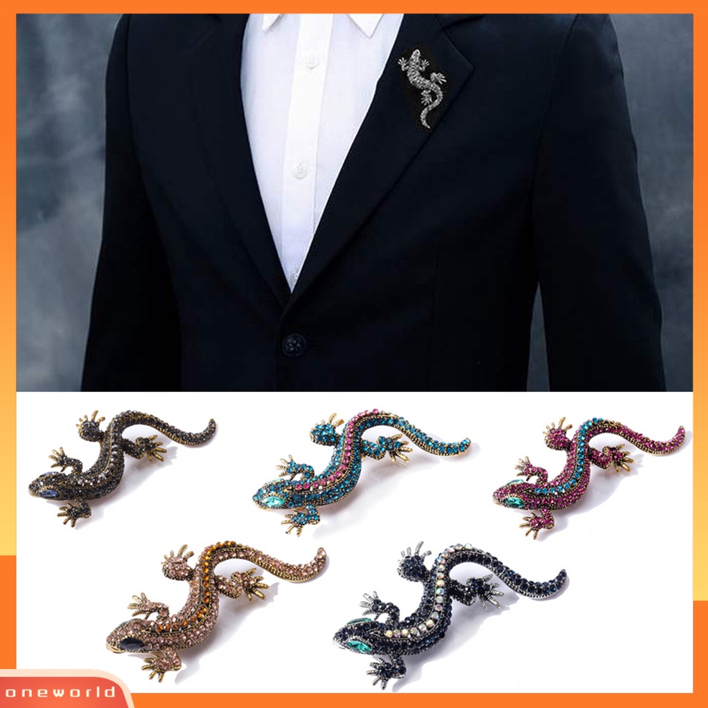 [ONE] Unisex Bros Pin Cicak Warna-Warni Berlian Imitasi Perhiasan Vintage Tahan Lama Blazer Bros Pakaian Dekorasi