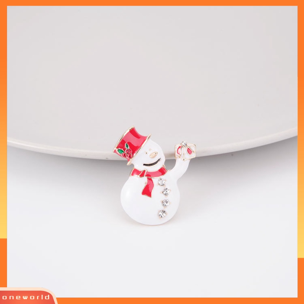[ONE] Bros Natal Meriah Enamel Warna-Warni Berlian Imitasi Mengkilap Bertatahkan Serbet Tempat Cincin Hadiah Tahun Baru Bell Wreath Gift Box Sepatu Snowman Breastpin Perhiasan Party Favors
