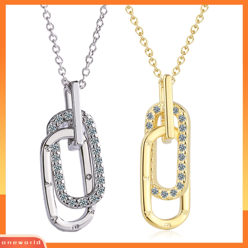 [ONE] Wanita Kalung Huruf Cincin Berlian Imitasi Perhiasan Berkilau Tahan Lama Liontin Kalung Untuk Pernikahan