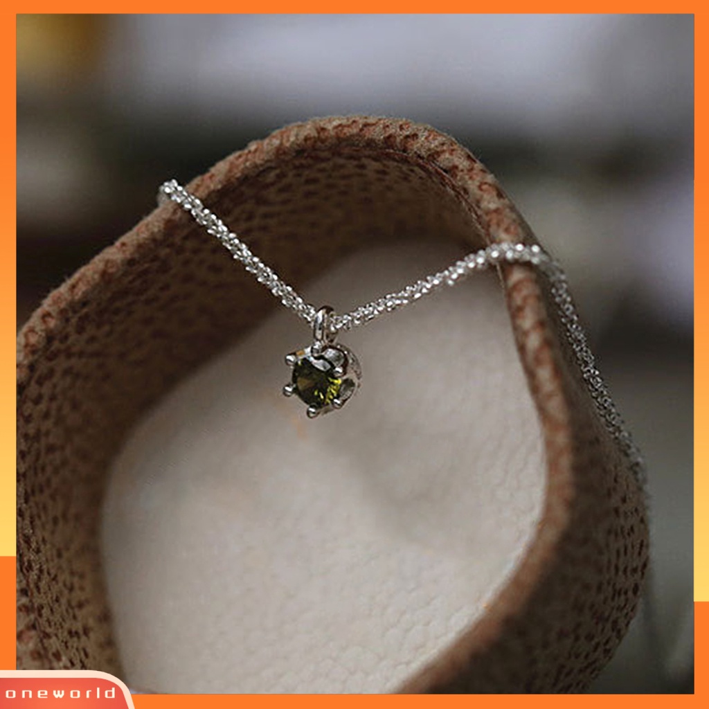 [ONE] Wanita Kalung Geometris Hijau Berlian Imitasi Perhiasan Kilau Cerah Bulat Liontin Kalung Untuk Festival