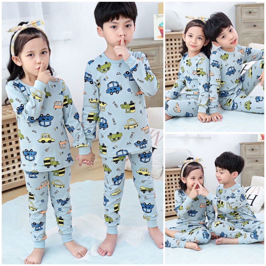 HappyOliver  PIYAMA PASSWORD CAR&amp; BUS Setelan piyama 1 - 7 Tahun Baju Anak BerKualitas