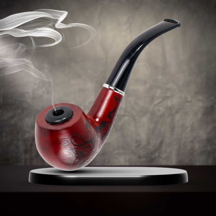 Pipa Filter R0k0k Cangklong Kayu Ukir Asli Tembakau Popeye Chung Feng Mudah Dibersihkan