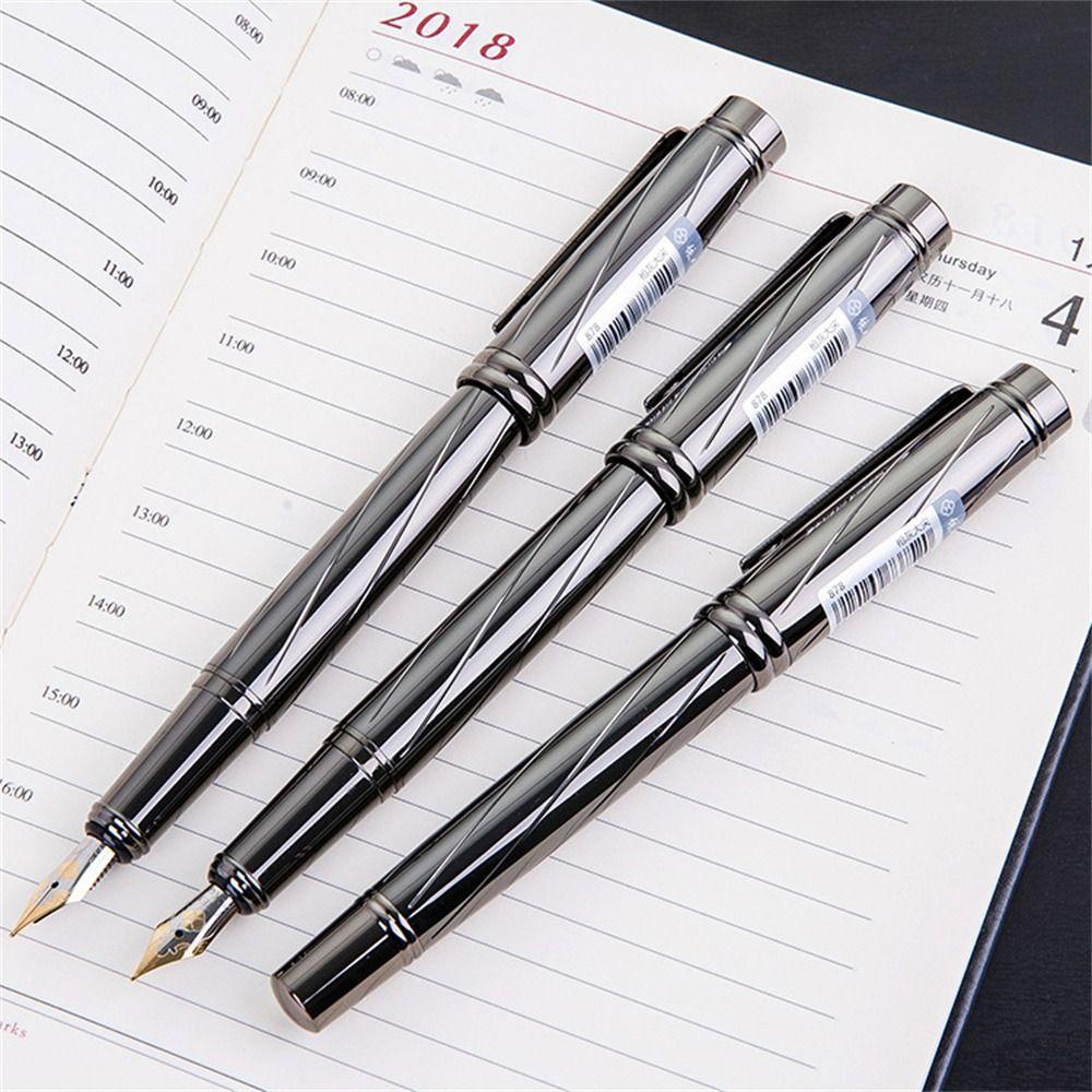 Rebuy Bisnis Fountain Pen Perlengkapan Kantor Perlengkapan Sekolah Alat Tulis Klasik Logam 0.5mm Signature Pen