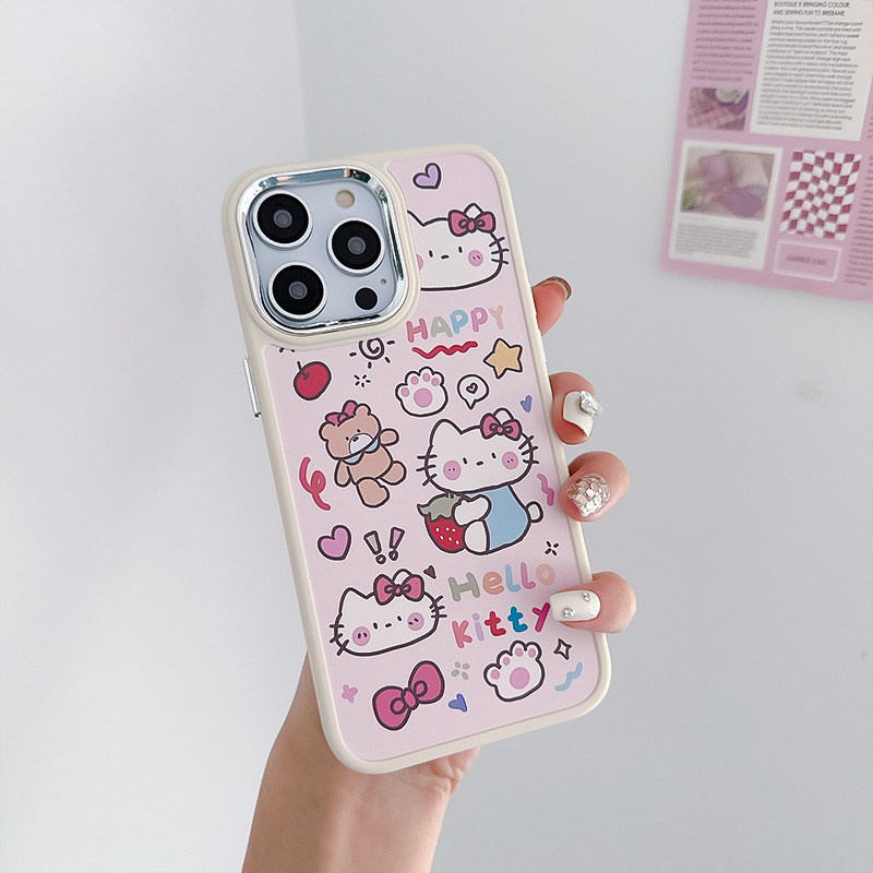 Graffiti Strawberry Kitty Soft Silicon Case HP iP iPhone 12 13 14 Pro Max 11 Girl Woman FTD Casing Apple