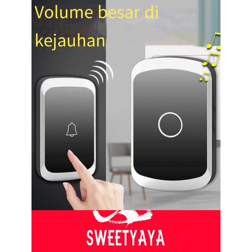 Bel Rumah Wireless Waterproof Door Bell Pintu 1 Receiver A20Bel Rumah Tanpa Kabel