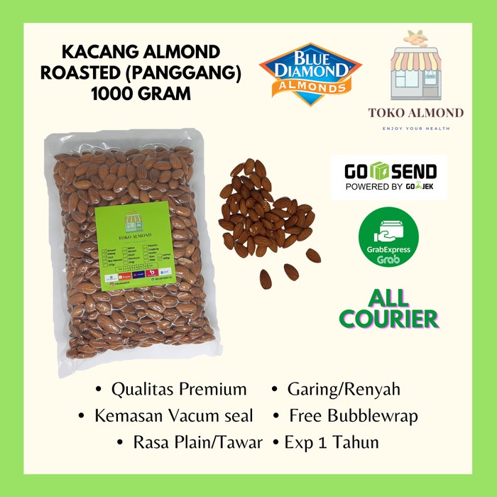 

Promo Terlaris Kacang Almond Panggang Blue Diamond (roasted) 1kg