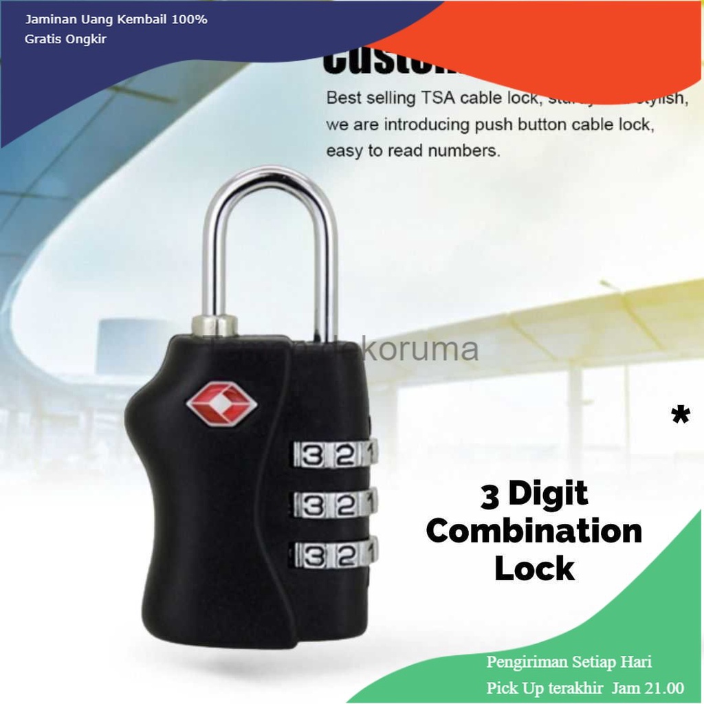 TD - DPR CJSJ Gembok Koper Angka 3 Digit Suitcase Password TSA Lock - TSA-338