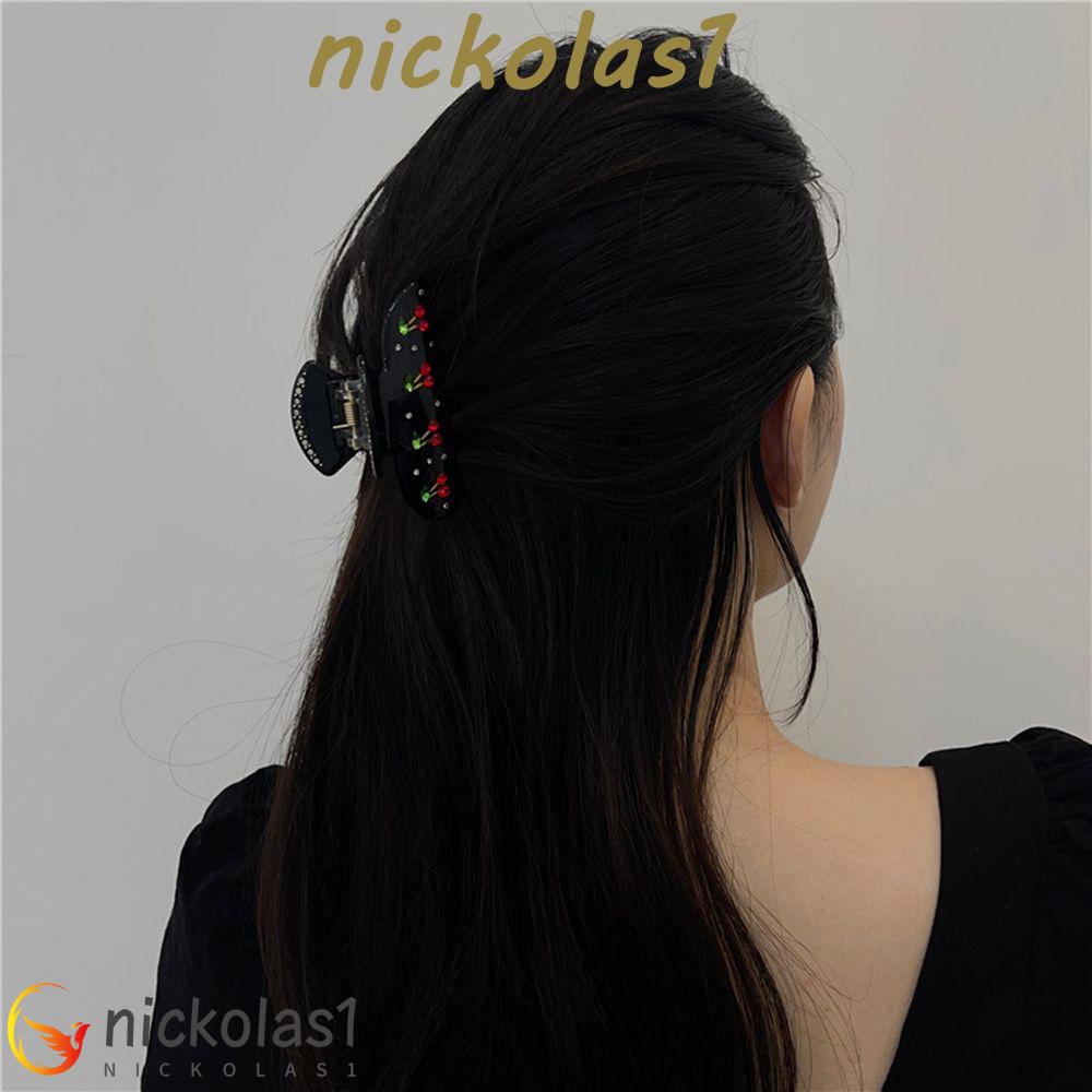 Nickolas1 Jepit Rambut Cherry Gadis Wanita Wanita Minimalis Kristal Cherry Kopi Warna Berlian Imitasi Putih Colorful Barrettes Hiasan Rambut