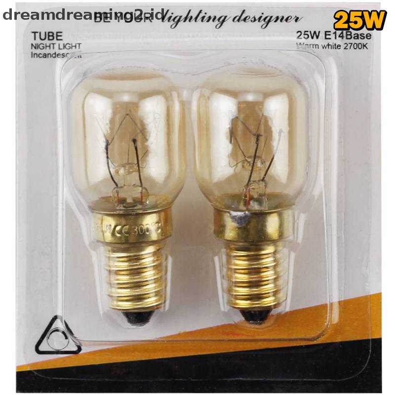 (drea) 2pcs 15/25W 220V E14 300derajat Lampu Oven Microwave Tahan Suhu Tinggi //