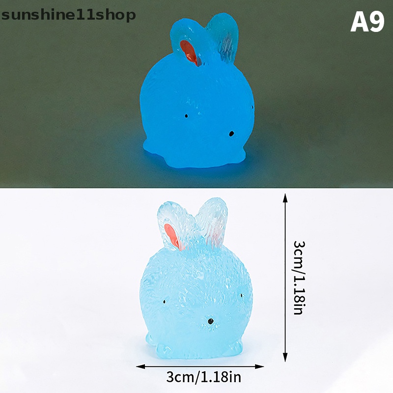Sho 2 Pcs Mini Neon Kelinci Ornamen Miniatur Angka Kelinci Kecil Resin Kerajinan Tangan Mikro Lanskap Dekorasi Rumah Boneka N