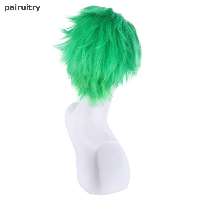 Wig PRT Anime ONE PIECE Licin-Belakang Hijau Lapis Pendek Roronoa Zoro Cosplay Wig PRT