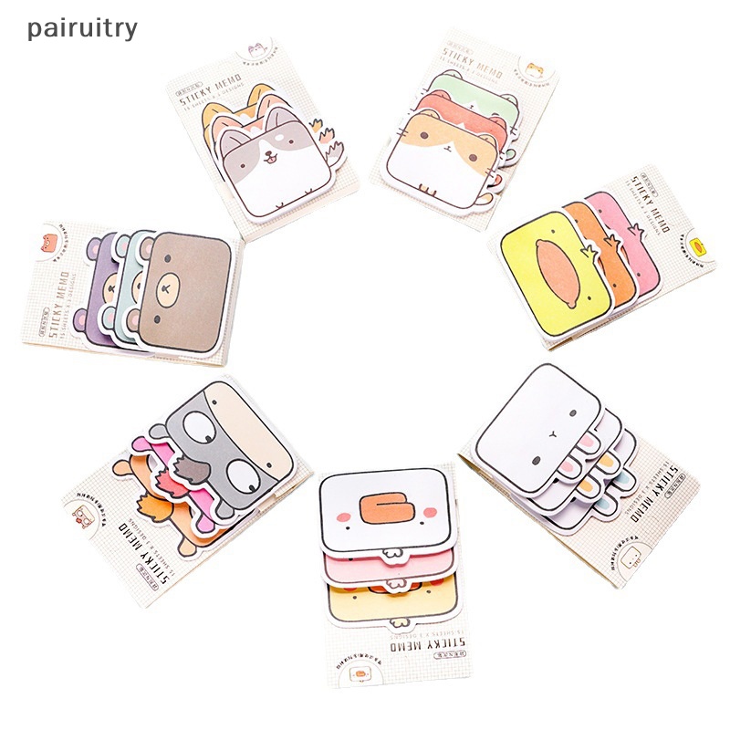 Prt 1set Kartun Kelinci Kucing Bebek Hewan 3lapis Indeks Memo Pads Sticky Notes Kreatif Alat Tulis Kreatif Stiker Perlengkapan Siswa PRT