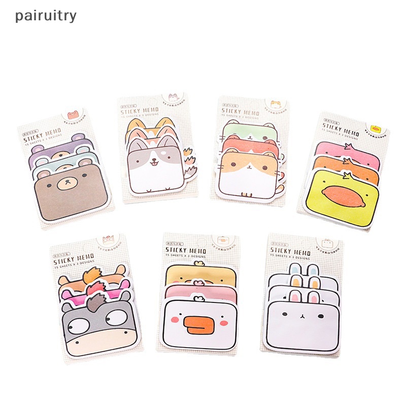 Prt 1set Kartun Kelinci Kucing Bebek Hewan 3lapis Indeks Memo Pads Sticky Notes Kreatif Alat Tulis Kreatif Stiker Perlengkapan Siswa PRT