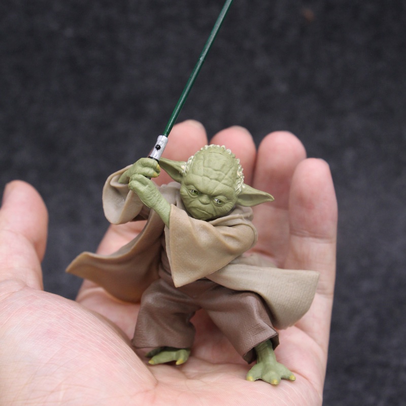 Mainan Figur Tinju Star Wars Jedi Knight Master Yoda Dengan Lightsaber Topper Kue Star Wars Yoda Ornament Collectible Toy