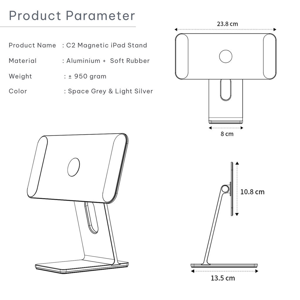 Colta C2 Magnetic Ipad Air Pro Stand Holder Aluminium Alloy Dudukan