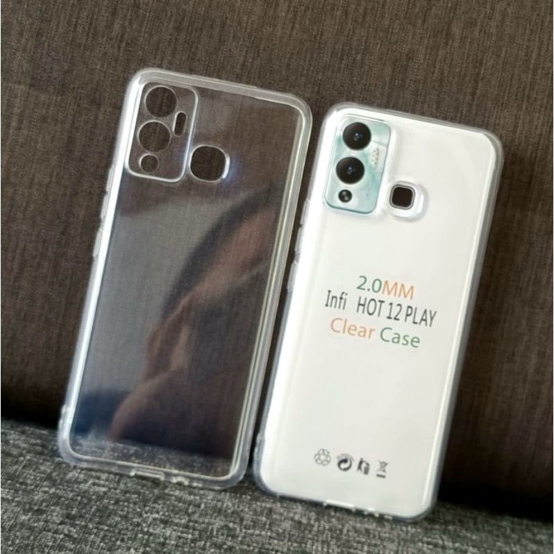 C/C- CASING COVER CASING INFINIX HOT 12 PLAY CLEAR CASE HD BENING SOFTCASE TRANSPARAN JELLY CASE  SILIKON TPU COVER