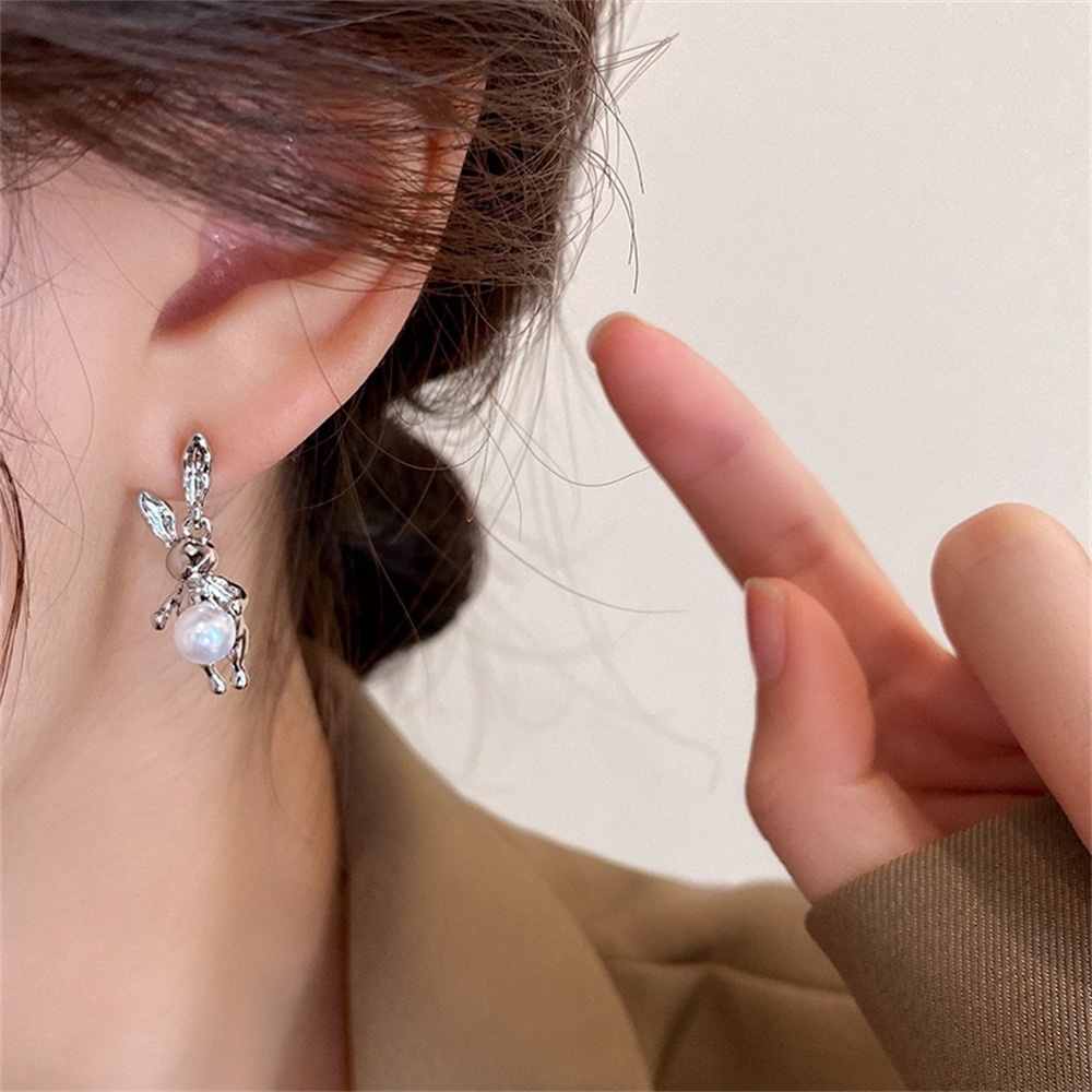 Anting Mutiara Kelinci Unik Temperamen Wanita Gadis Studs Earring Perhiasan Aksesoris