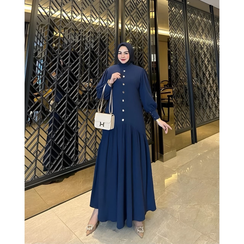 Levira Dress Wanita Muslim Gamis Muslimah Modern Cringkle Polos Basic Premium OOTD Lebaran