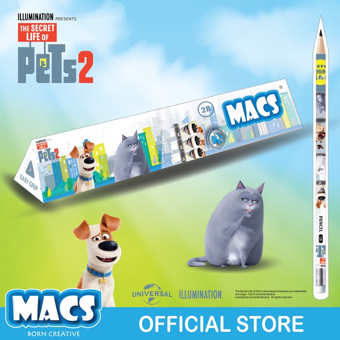 

FUN BUNDLE Macs 2B Pensil segitiga hitam Pets dan Magic Glue Stick