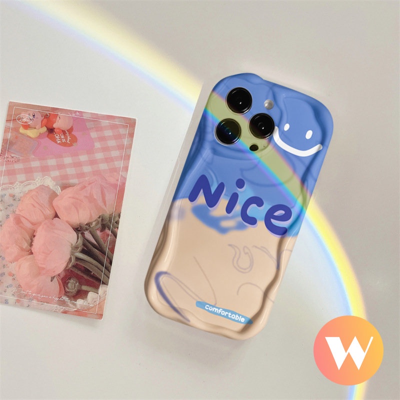 Case Untuk Oppo A17k A12 A53 A77s A5 A1k A15 A9 A16E A96 A74 A17 A77 A5s A52 A16 A54s A3s A16K A76 A54 A95 A57 A55 A92 A16s A31 A7 3D Wavy Curved Edge Letter Smile Flower Soft Cover