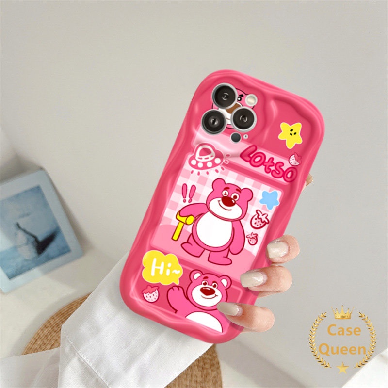 Casing Tombol Ponsel Kreatif Crocodile Strawberry Bear Kartun Lucu Untuk Redmi A1 9A 10 A2 9C NFC 9C 10A Redmi Note11 9 8 11s 3D Wavy Curved Edge Couple Manyo Toy Story Alien Cover