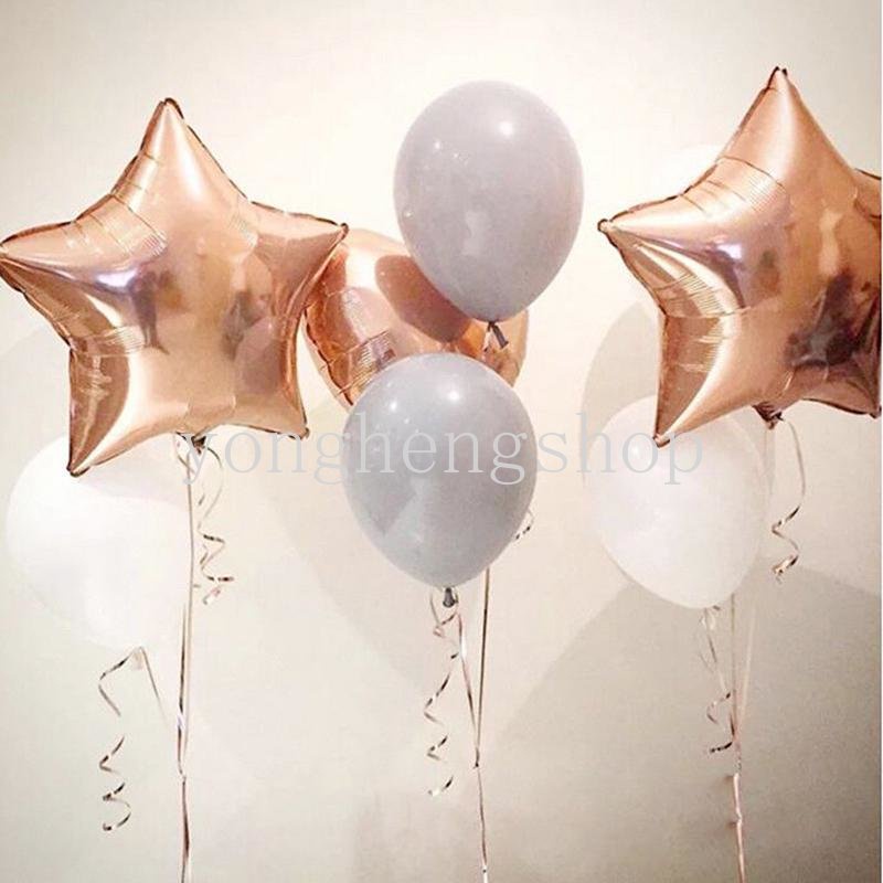 14 Pcs/set Campuran Hati Bintang Berbentuk Aluminium Foil Balon Confetti Lateks Balon Pernikahan Baby Shower Dekorasi Ulang Tahun Globos Balon Perlengkapan Pesta