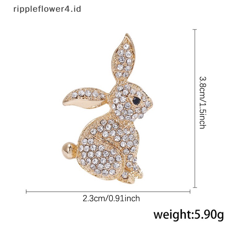 {rippleflower4.id} Bros Kelinci Berlian Imitasi Lucu Musim Dingin Fashion Hewan Pin Zodiak Aksesoris Dekorasi Tahun Baru High Quality~