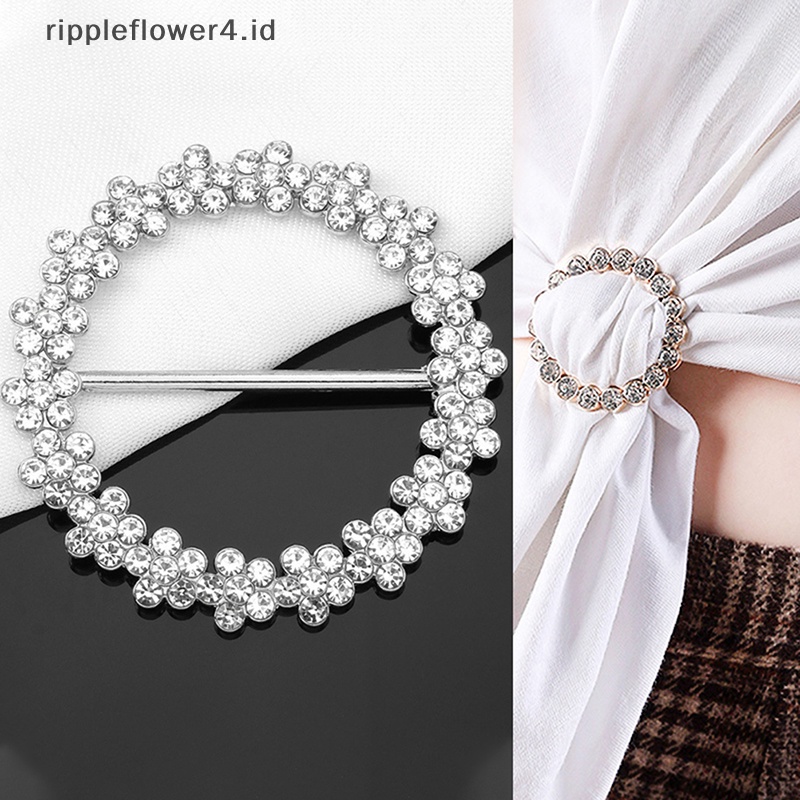 {rippleflower4.id} Jilbab Gesper Mutiara Berlian Imitasi Kristal Pin Muslim Hijab Gesper Pakaian Sudut Syal Sutra Shawl Alloy Bros Pin~
